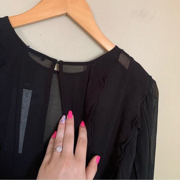 Zara Ruffled Mesh Mini Dress Black Size Small NWT Sheer witchy Grunge gothic - Picture 7 of 9